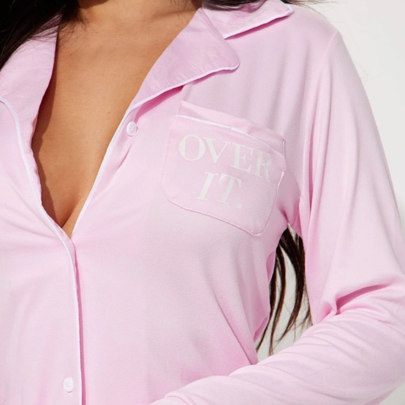 NEW•XL•Over It Baby Pink Lounge Sleep Dress - Picture 2 of 10